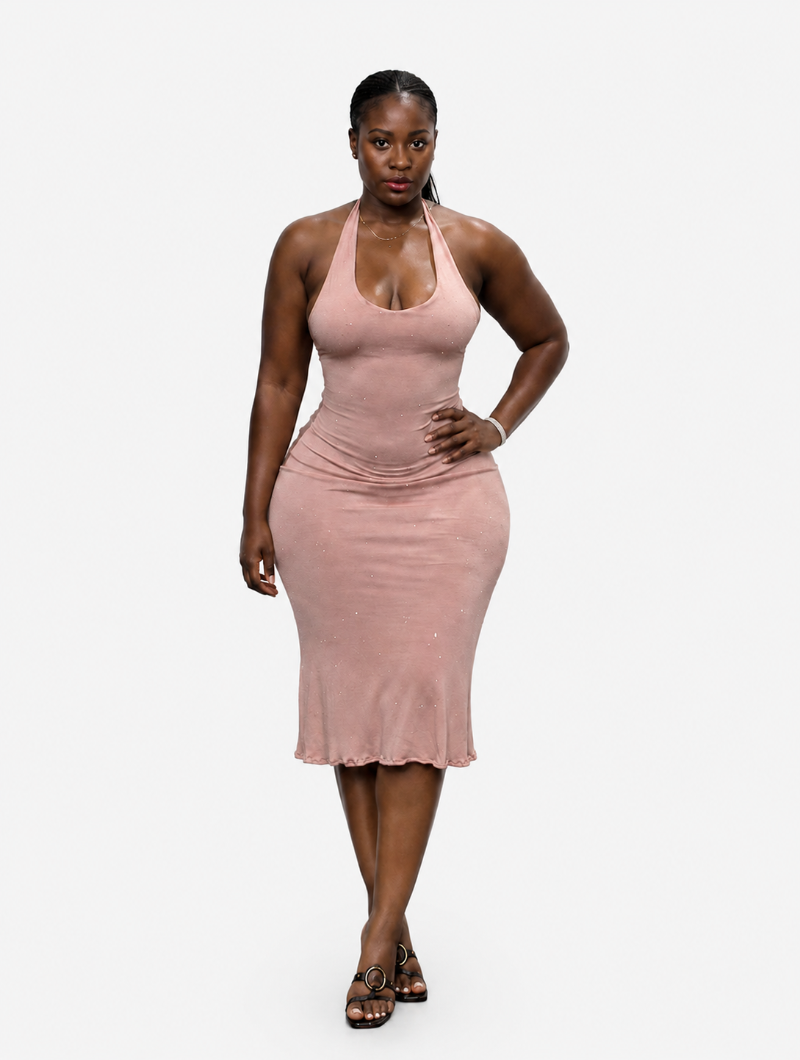 Glitter Hour Halter Dress