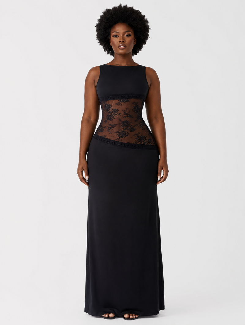 Lace Waistband Maxi Dress