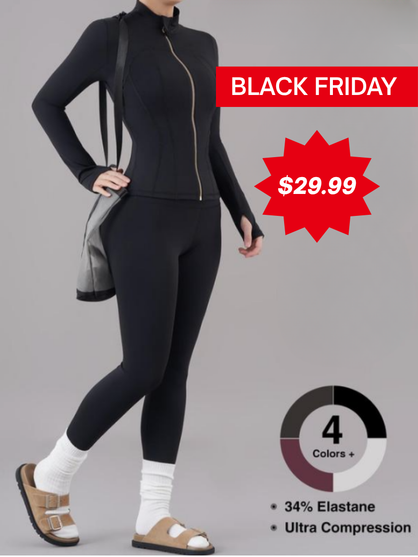 Women's Zip Up Jacket & Leggings Sport Set-(Black Friday)