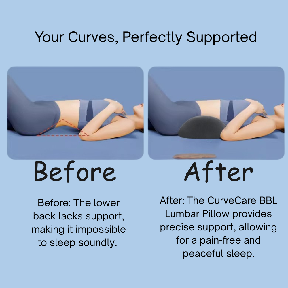 Side view of CurveCare lumbar pillow showing ergonomic shape designed for natural curve support during sleep.