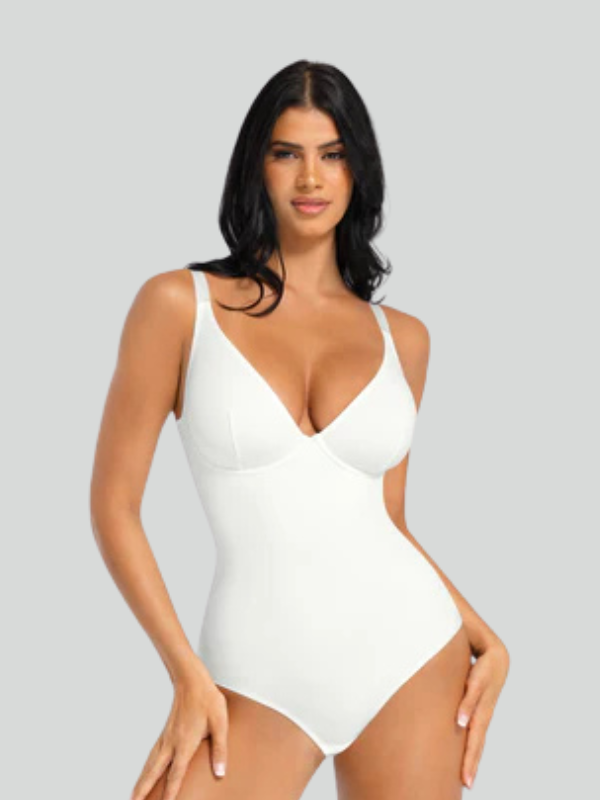 V Neck Adjustable Straps Tummy Control Bodysuit