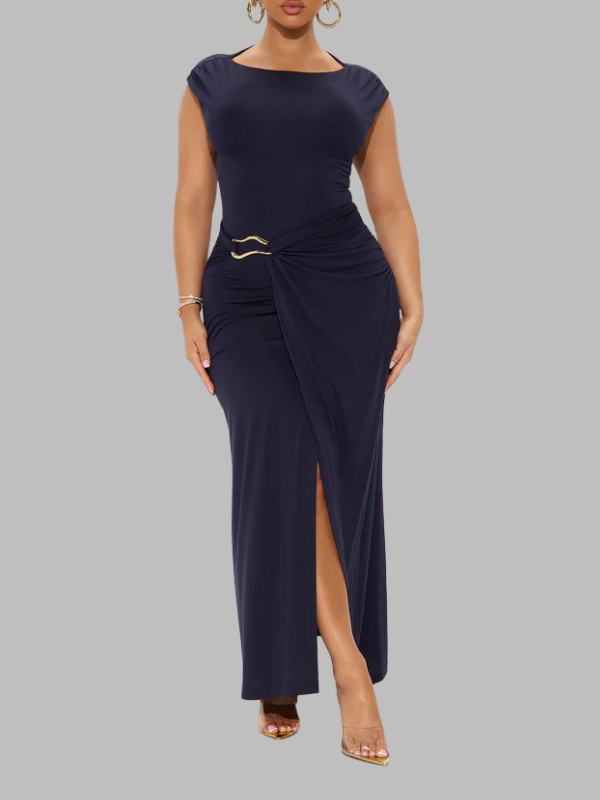 Buckle Slit Maxi Dress