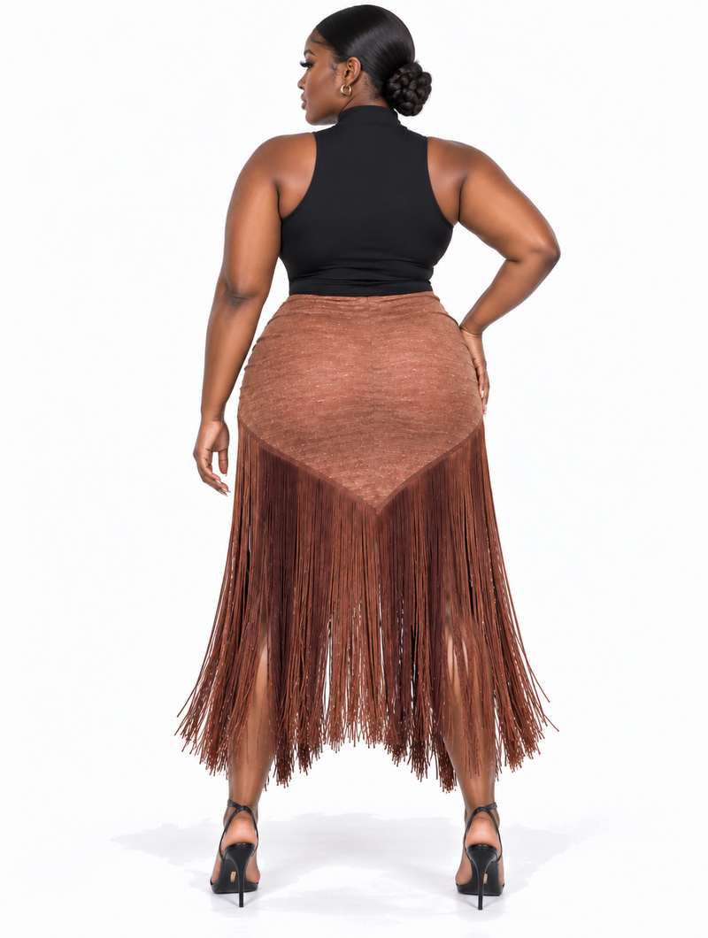 Mocha Fringe Skirt