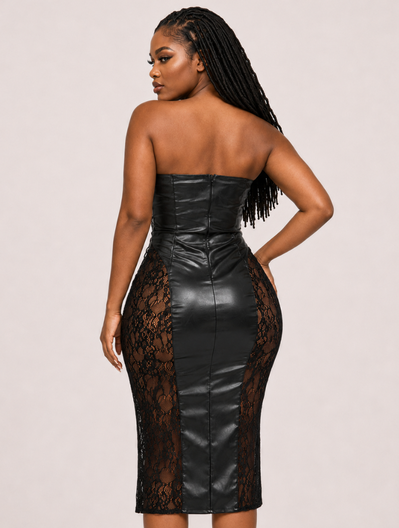Leather Lace-Up Midi