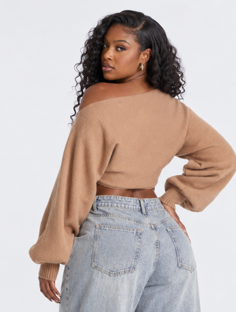 Off-Shoulder Crop Knit