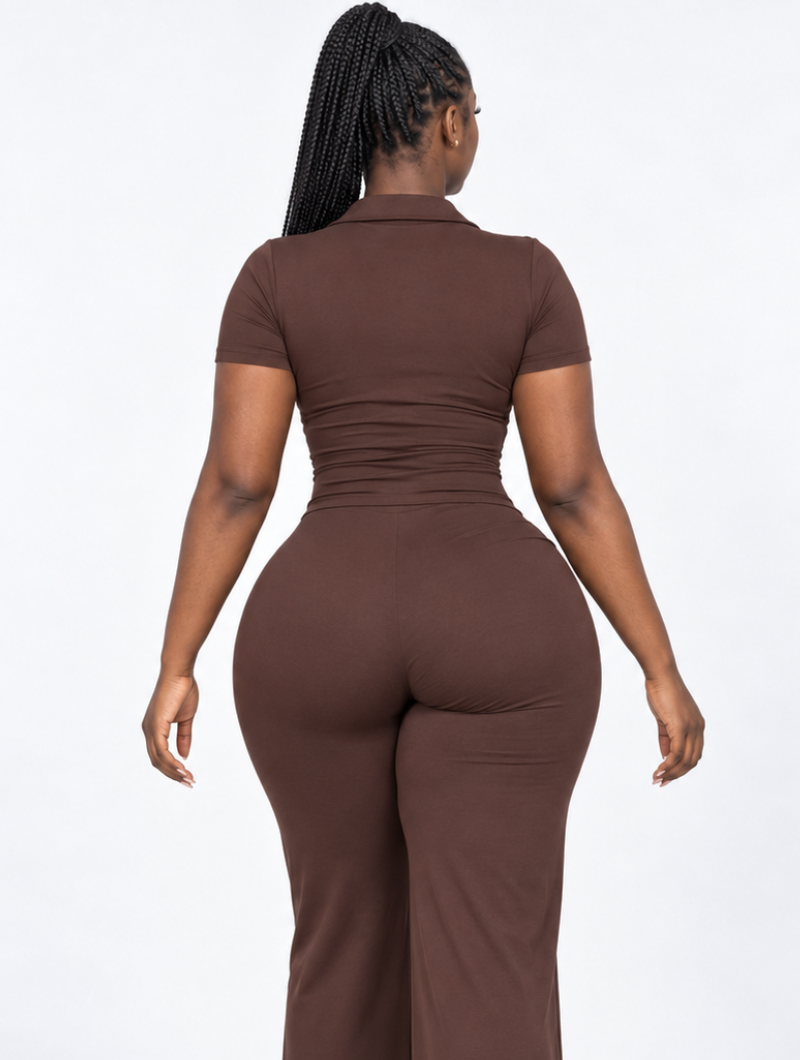 Mocha Ruched Pant Set
