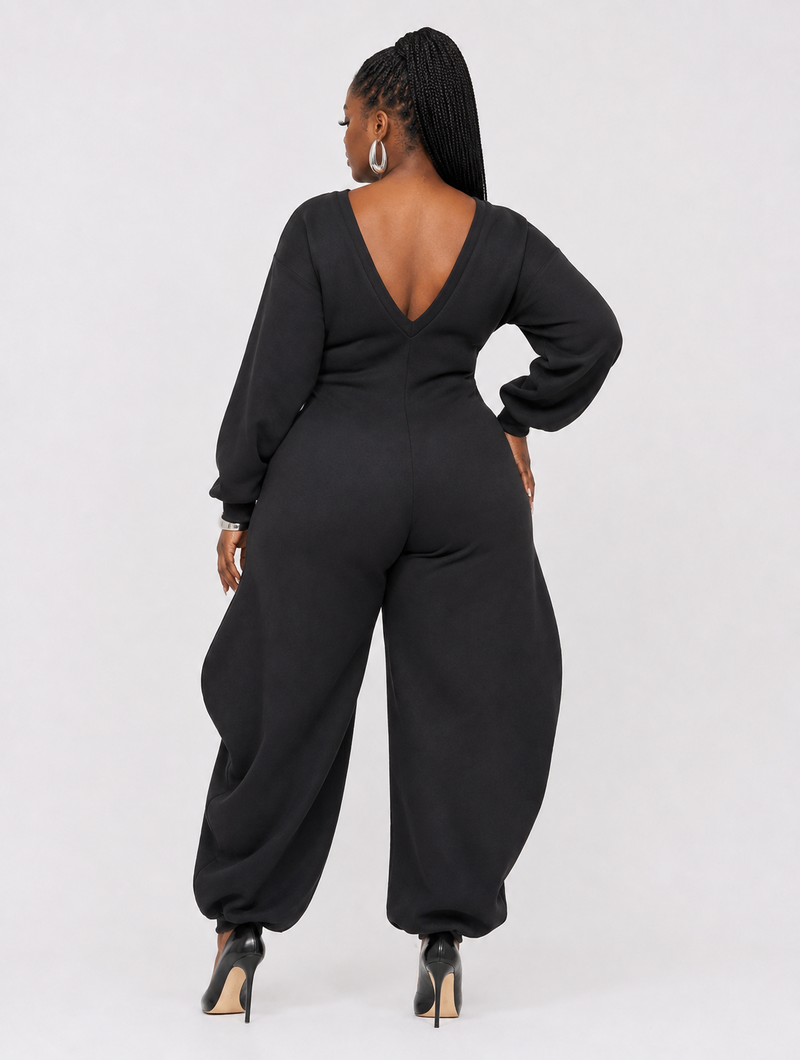 Plunging V Barrel Jumpsuit