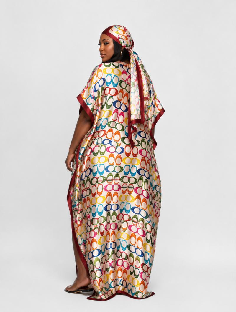 Rainbow Silk Kaftan Set