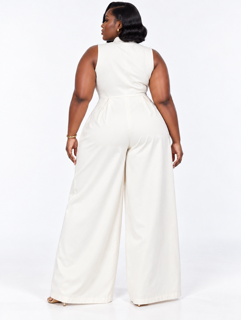Chic Pleat Wide Jumpsuit