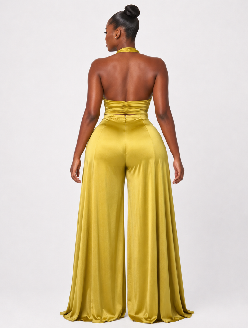 Gold Satin Palazzo Set