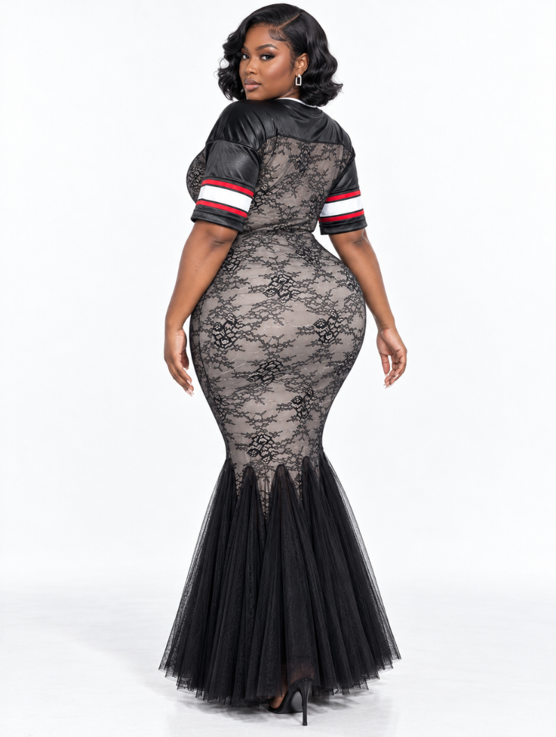 Lace Jersey Mermaid Gown