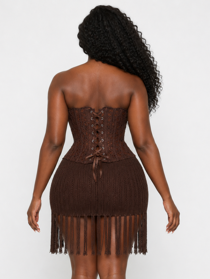 Lace Corset Fringe Set