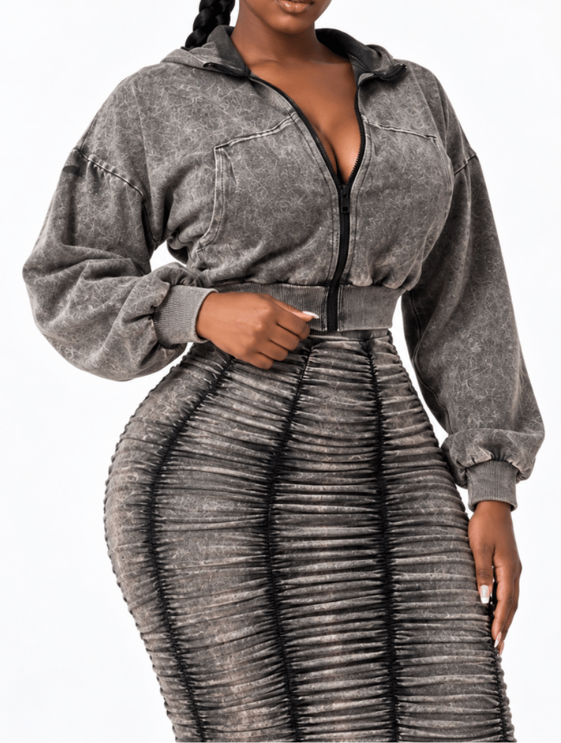 Vintage Ruched Skirt Set