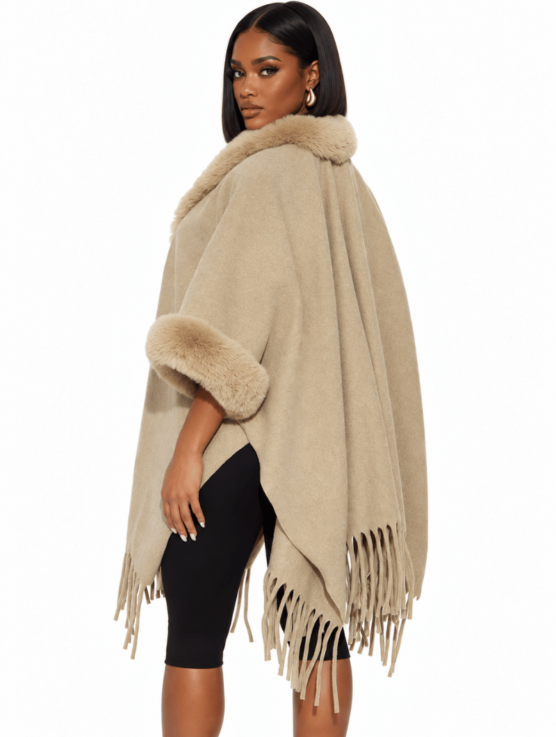 Faux Fur Fringe Cape