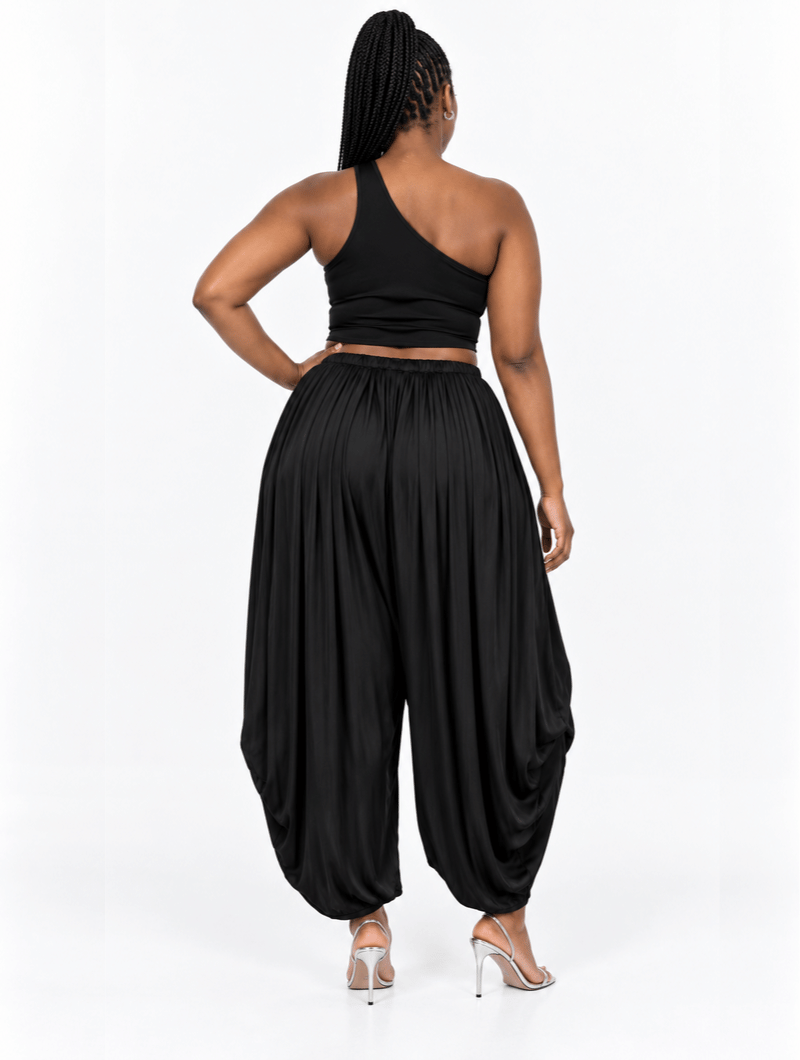 Satin Draped Balloon Pants
