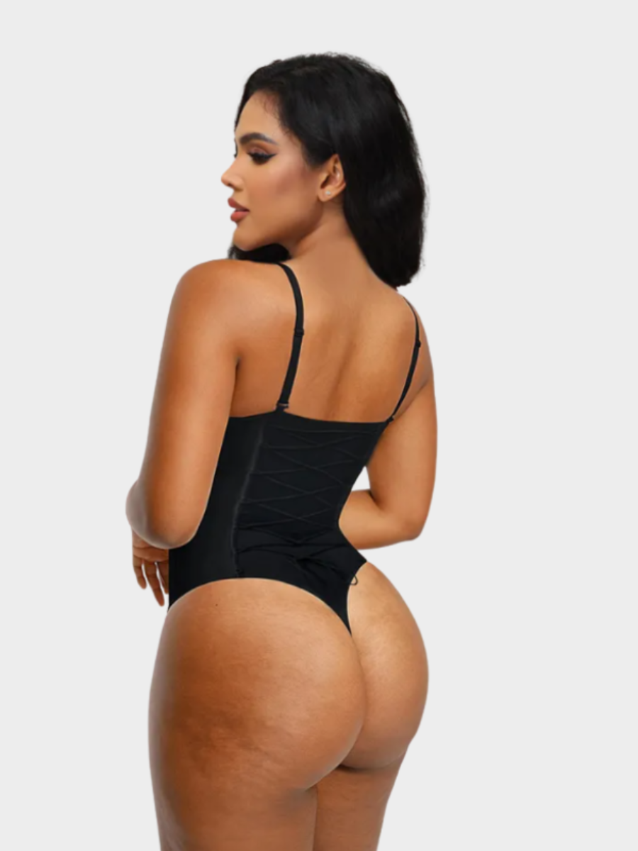 Back Lace-up Bodysuit Thong Seamless Shapewear