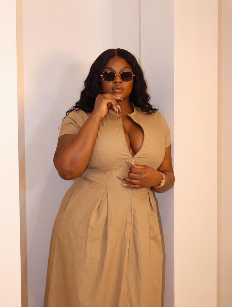 Zip Front Maxi Dress