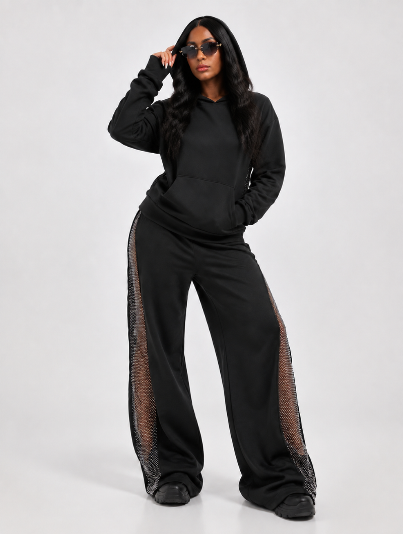 Sparkle Mesh Hoodie Set