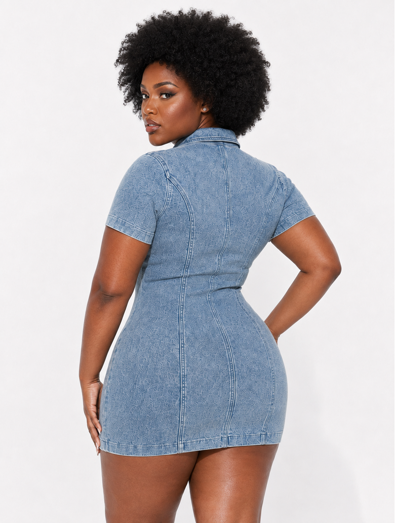 Zip Front Denim Mini