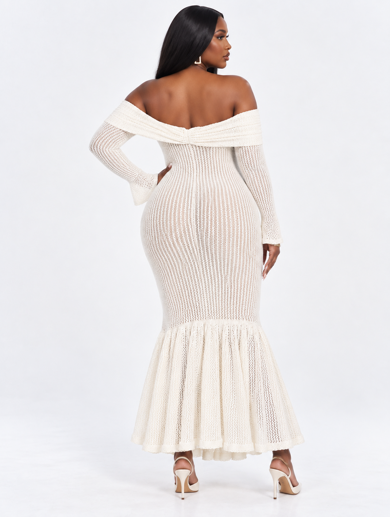 Cream Mermaid Knit Dress