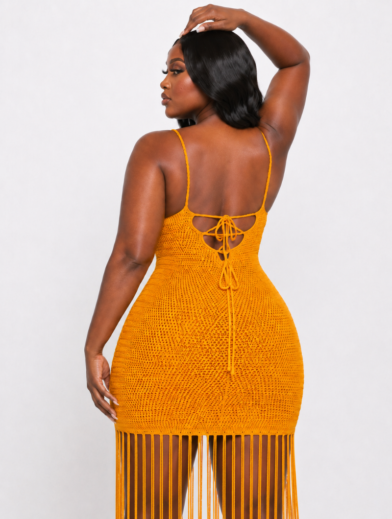 Floral Crochet Fringe Dress