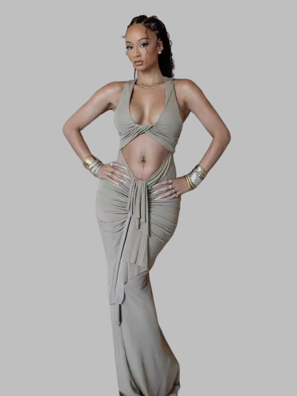 Cut-Out Sage Maxi Dress