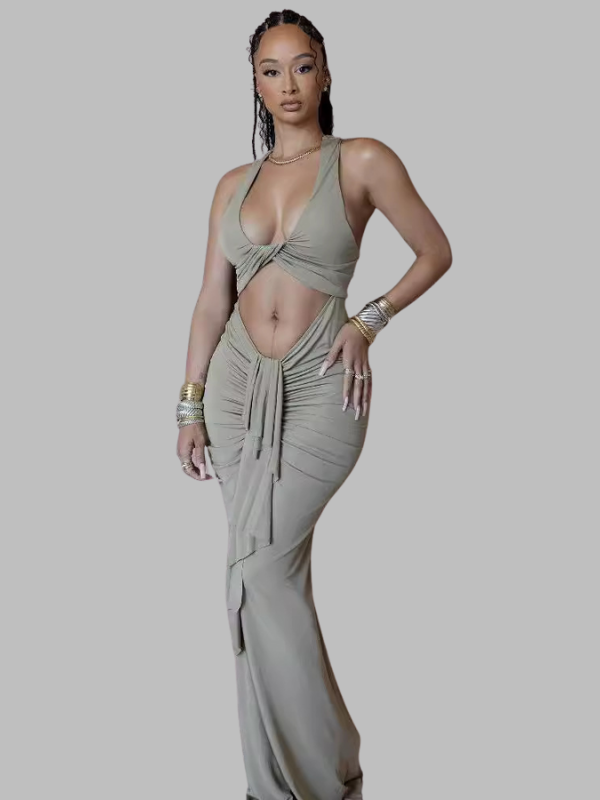 Cut-Out Sage Maxi Dress