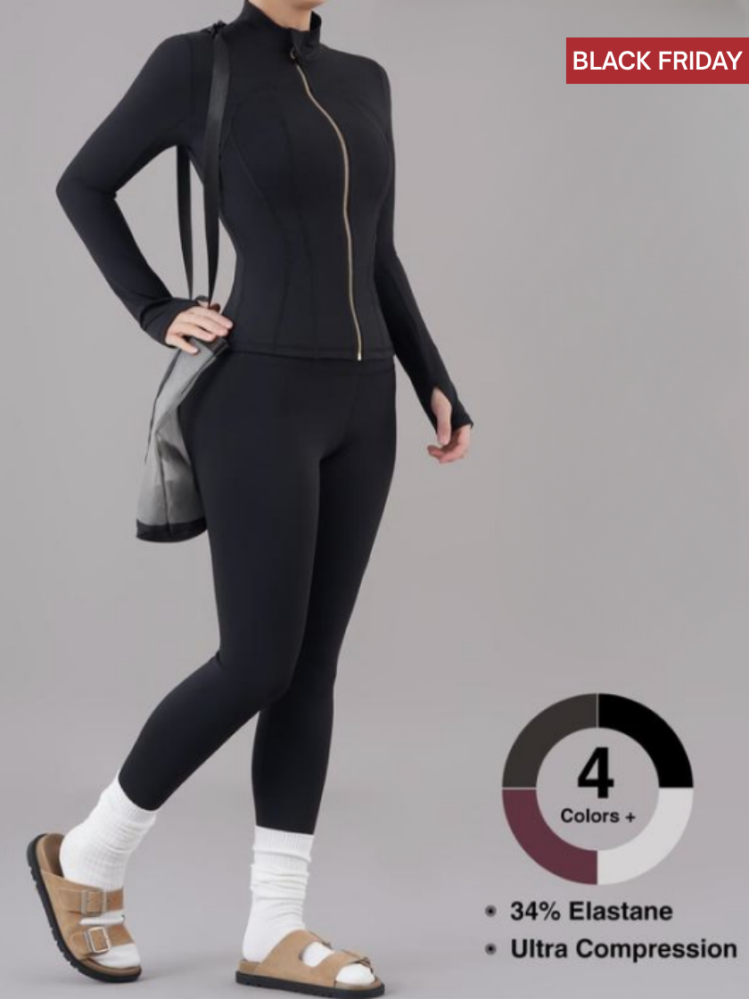 Women's Zip Up Jacket & Leggings Sport Set-(Black Friday)