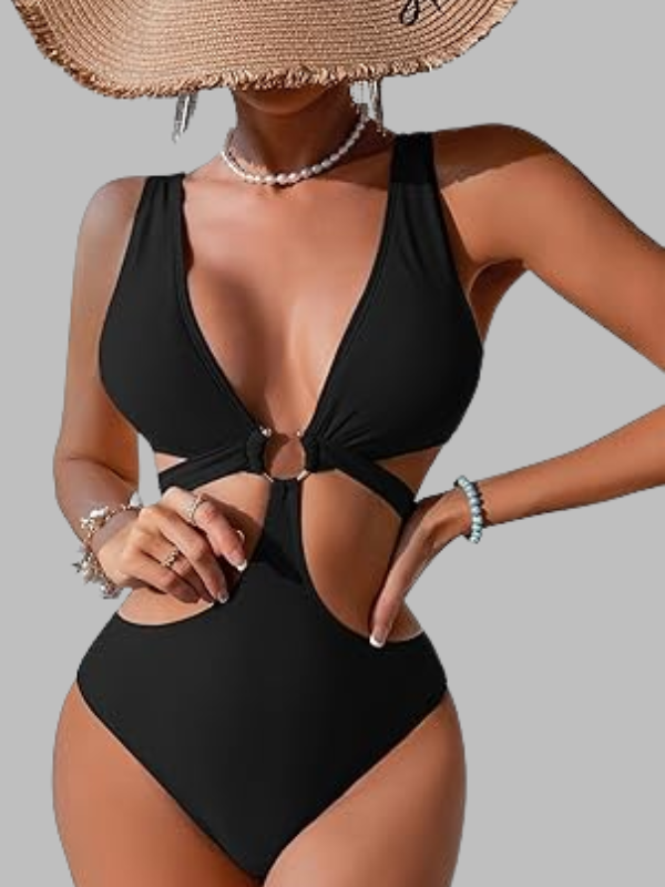 Metal Ring Cutout Swimsuit