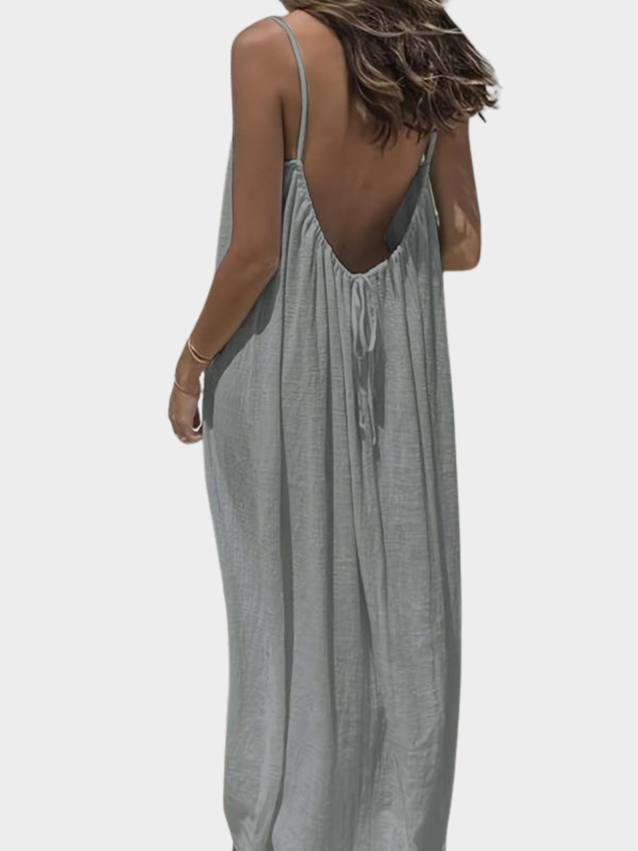 Solid Color Backless Cami Dress