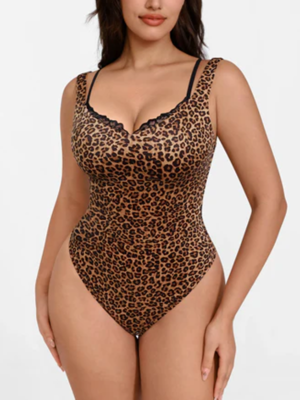 LaceTrimmed Deep V Bodysuit