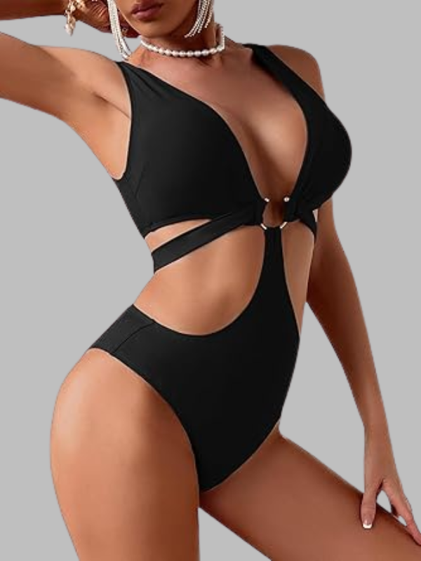 Metal Ring Cutout Swimsuit
