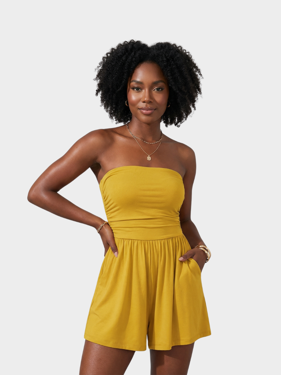 Strapless Boho Ruffle Romper