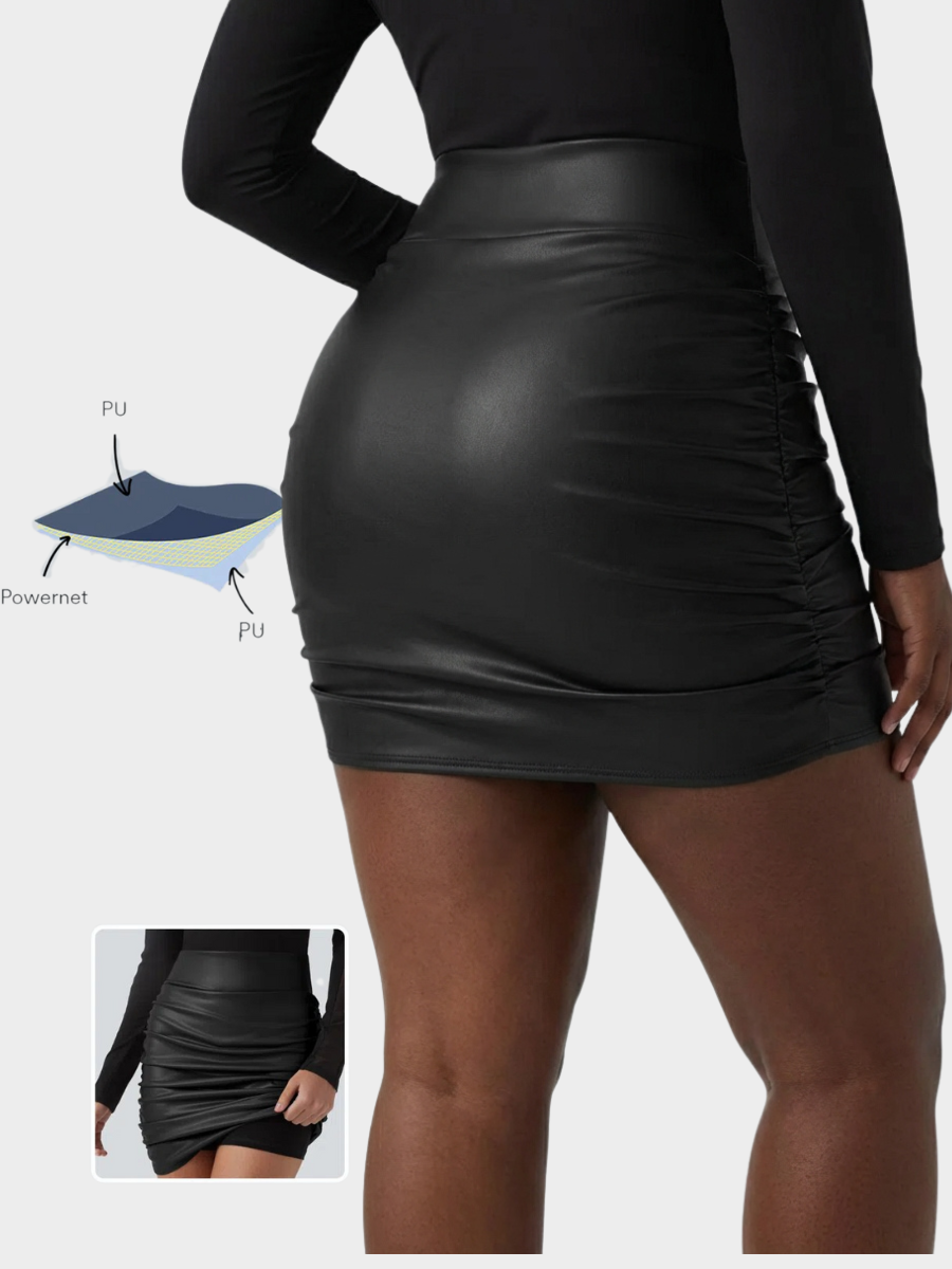 High-Waist Sculpting PU Party Skirt
