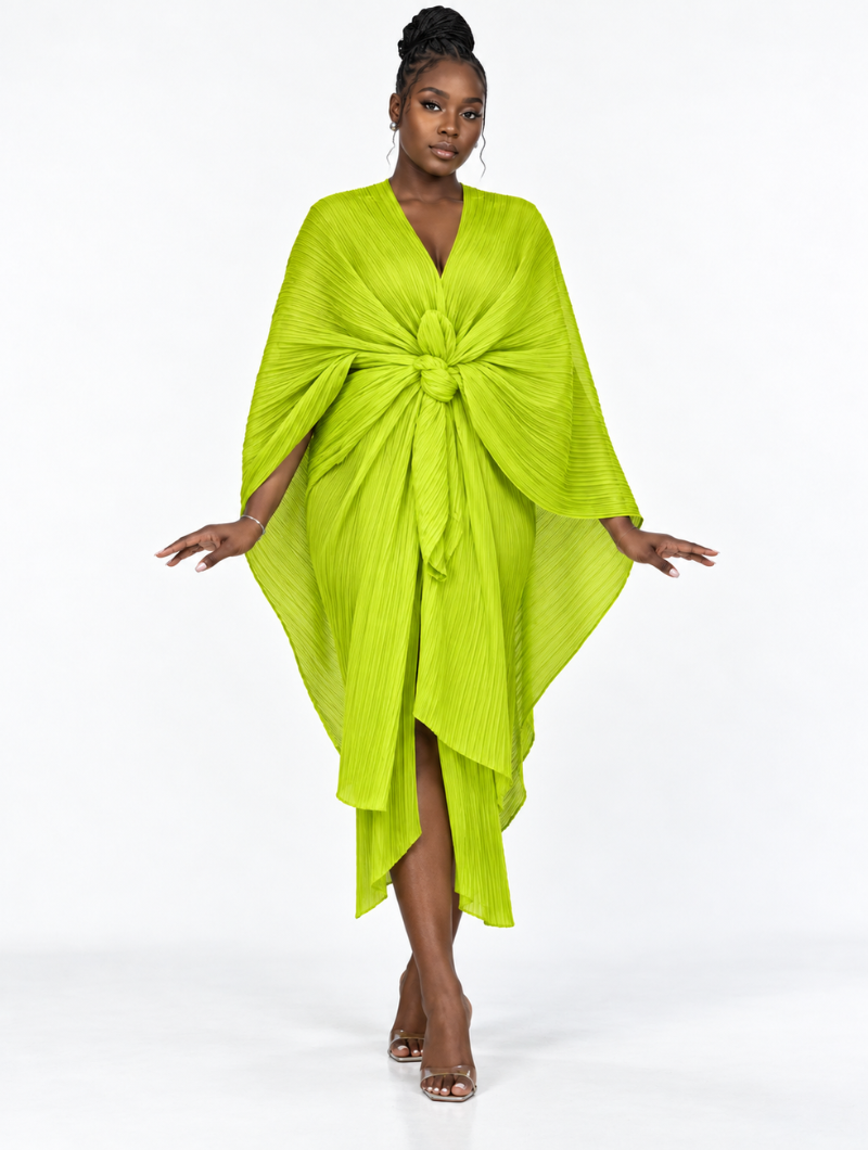 Multiway Pleated Cape Dress