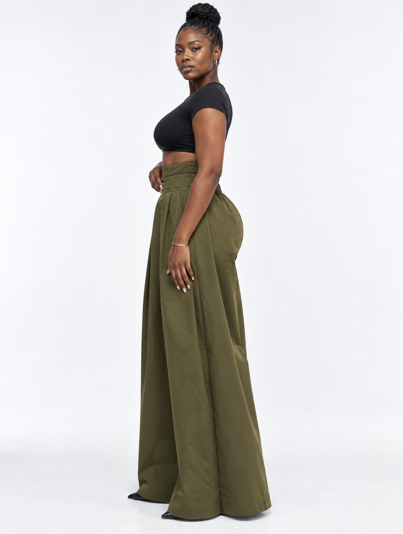 Cinched Drape Wide Pants