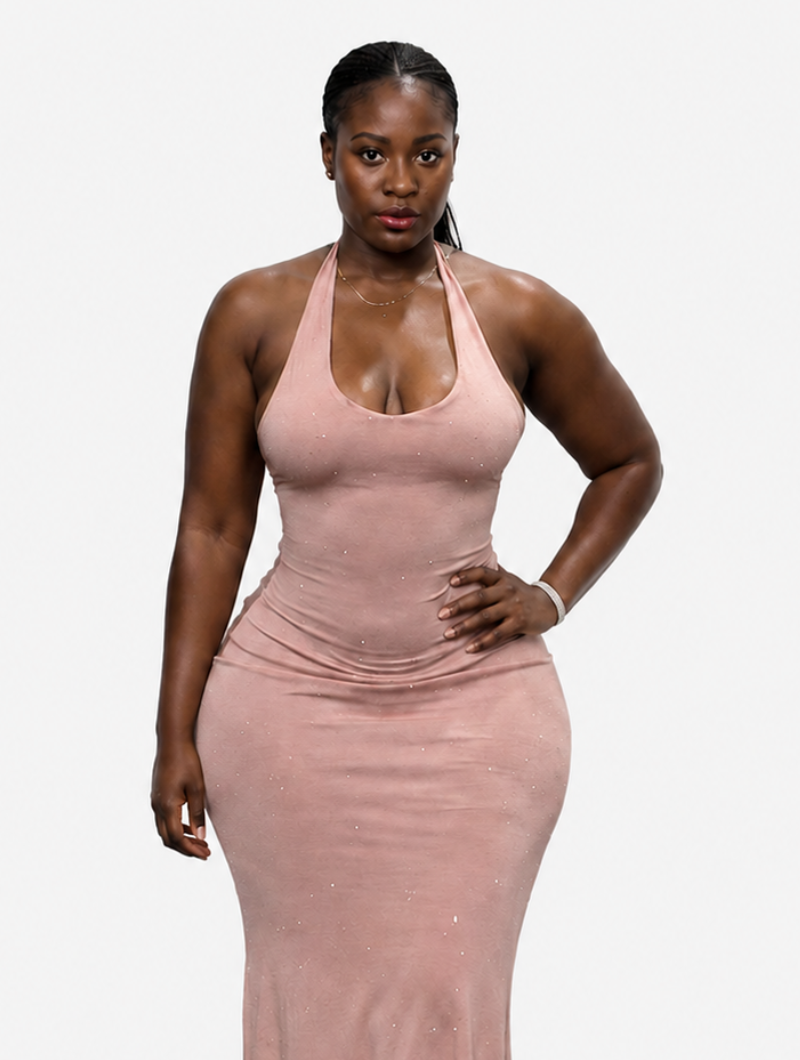 Glitter Hour Halter Dress