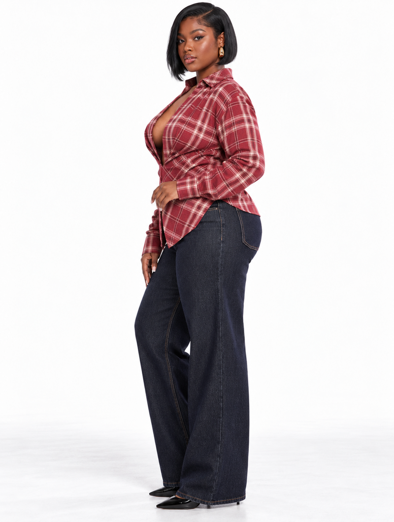 Plunge Plaid Corset Top