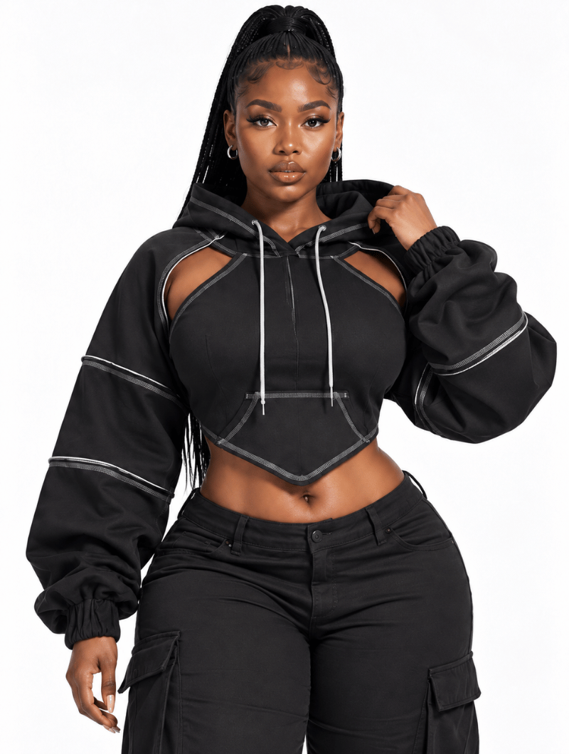 Cutout Tie-Back Hoodie