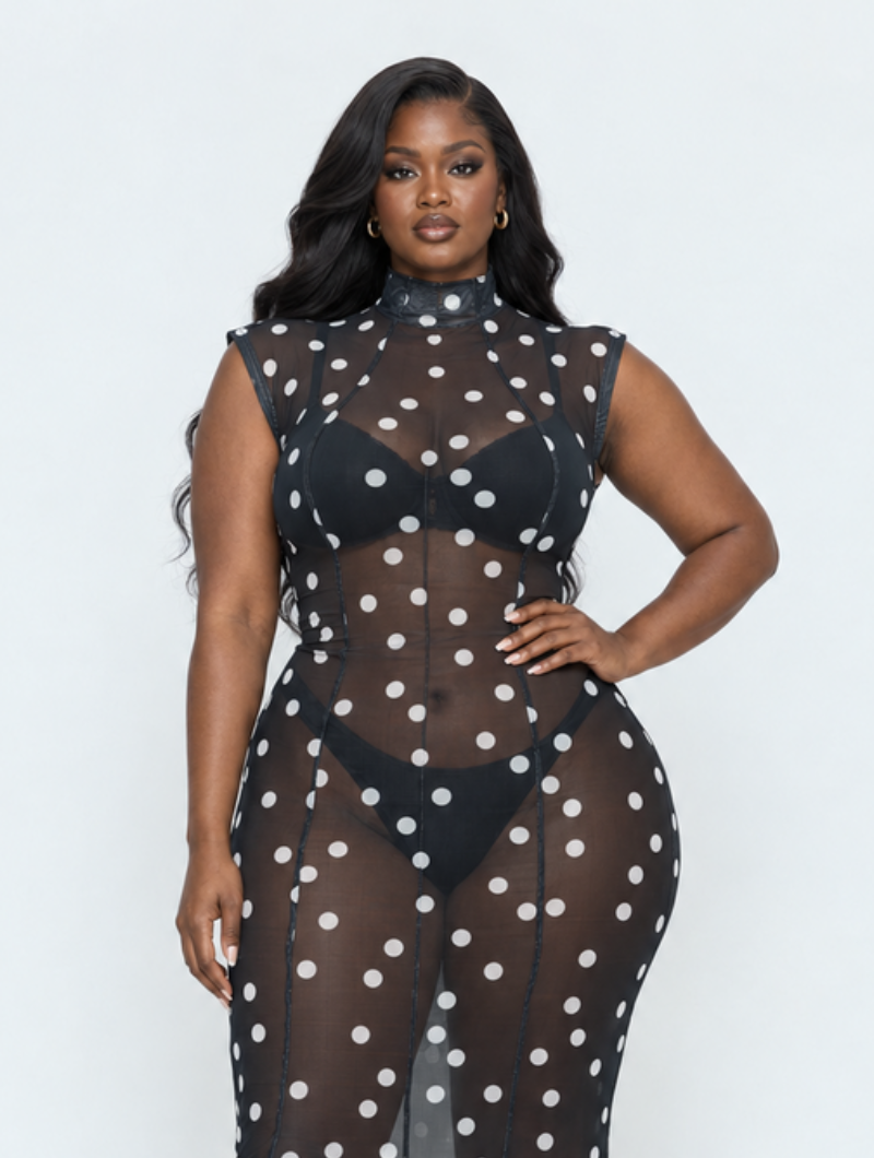 Polka Dot Mesh Maxi