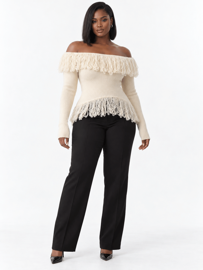 Off-Shoulder Fringe Top