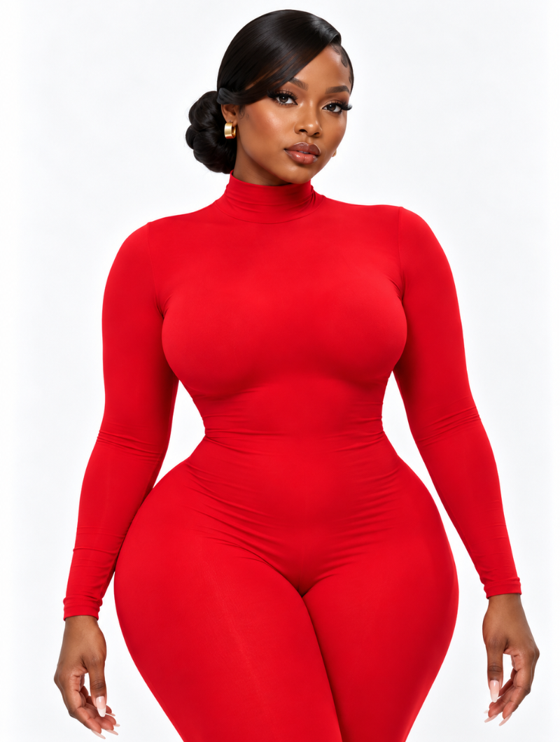 Hourglass Red Mockneck Jumpsuit