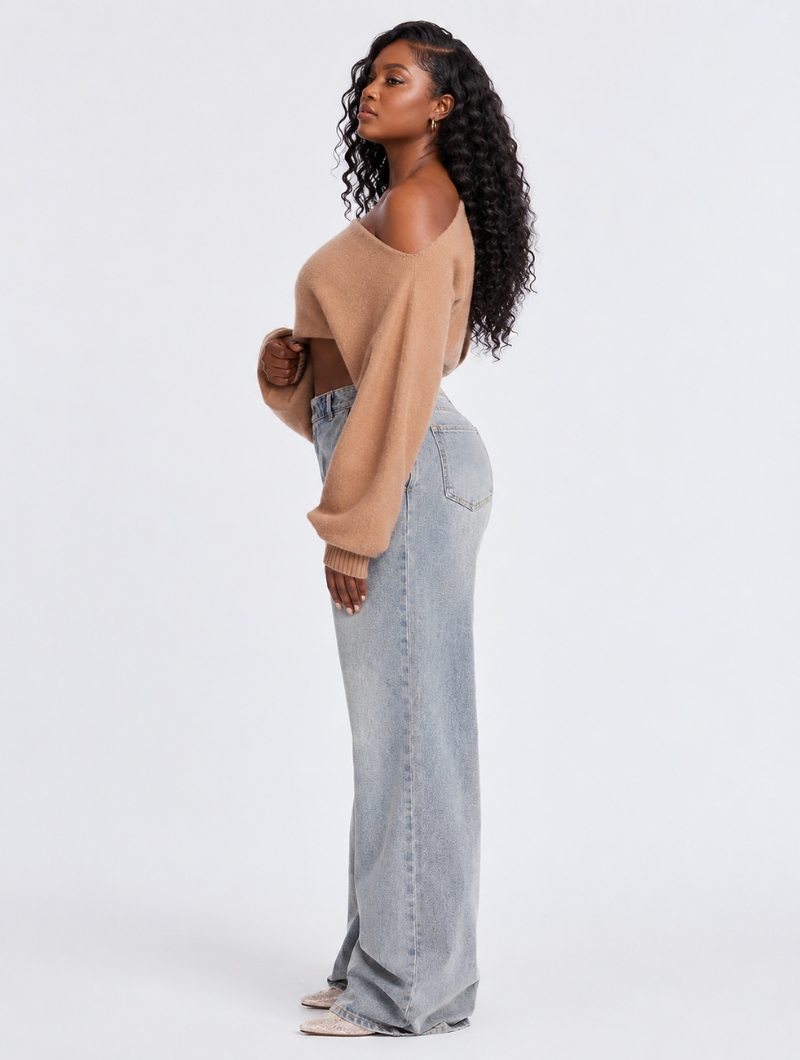 Off-Shoulder Crop Knit