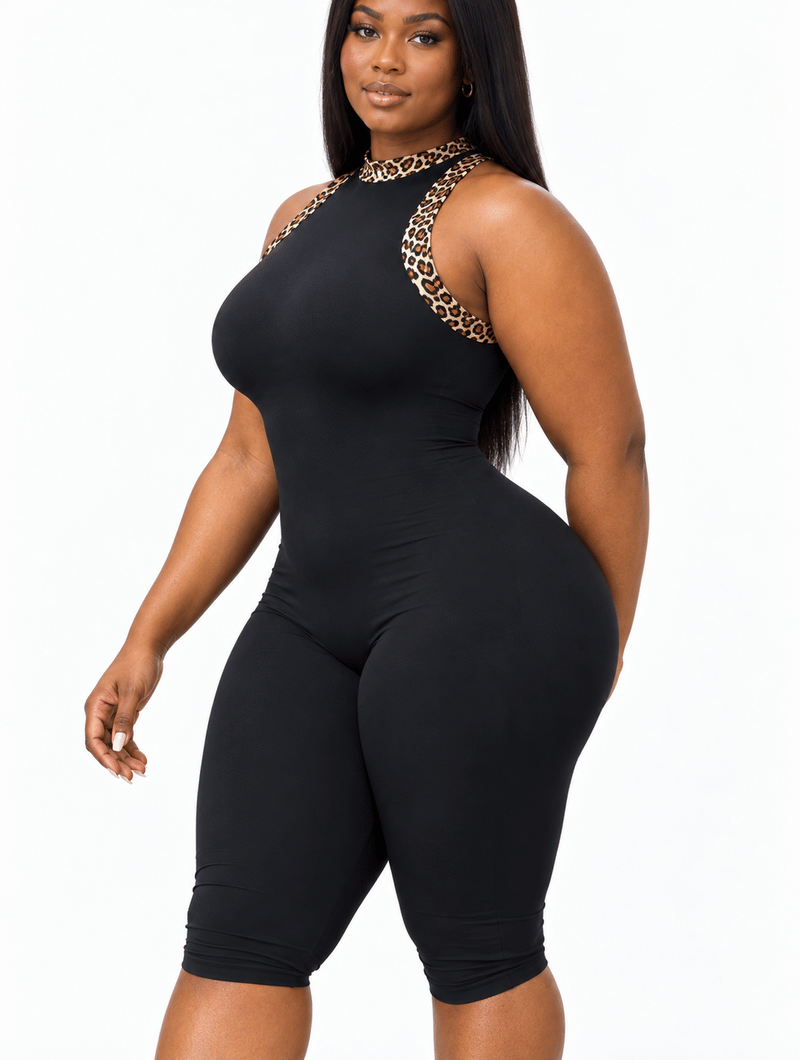 Leopard Accent Sculpt Romper