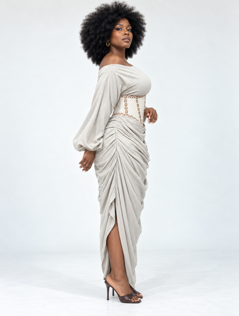 Draped Corset Maxi Dress (Pre-Order)