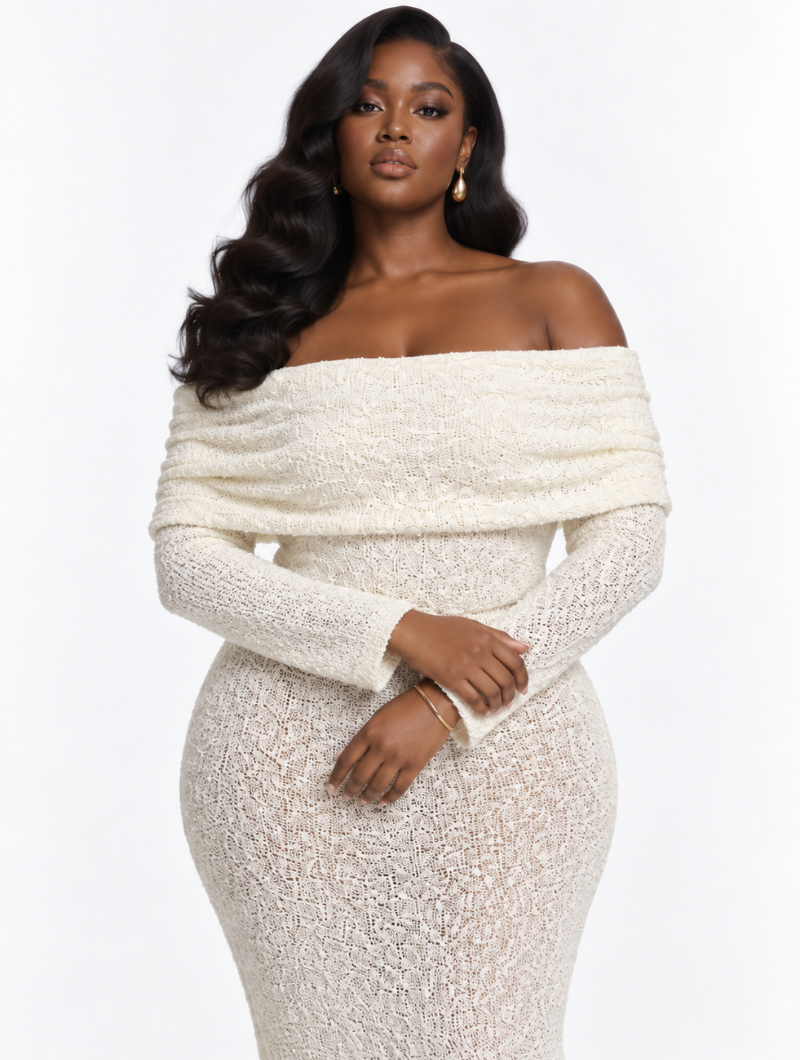 Ivory Foldover Knit Maxi