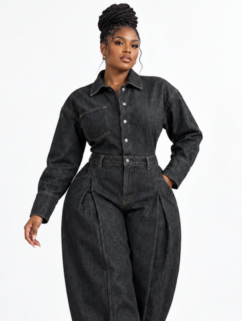 Curve Denim Jumpsuit