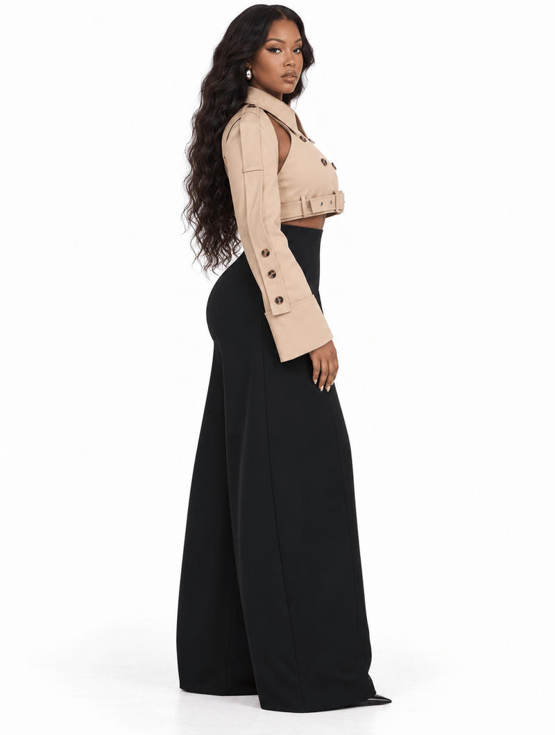 Cropped Cutout Trench Jacket