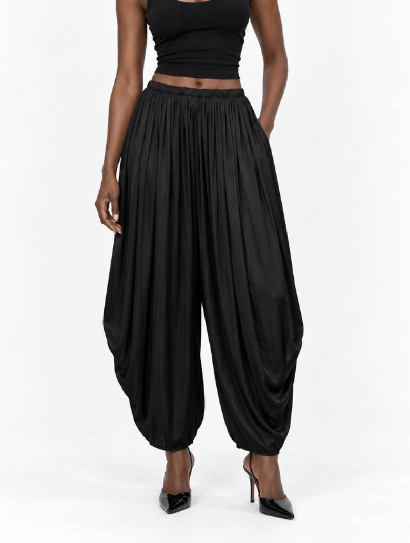 Satin Draped Balloon Pants