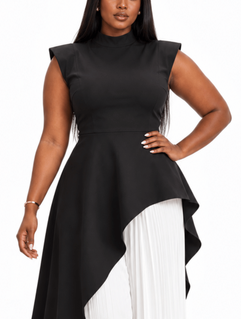 Asymmetric Pleated Pant Set